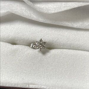 One Tiny Diamond Flower Stud Earring Set in 14k White Gold